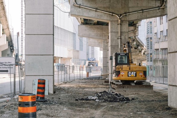 an excavator on a construction site