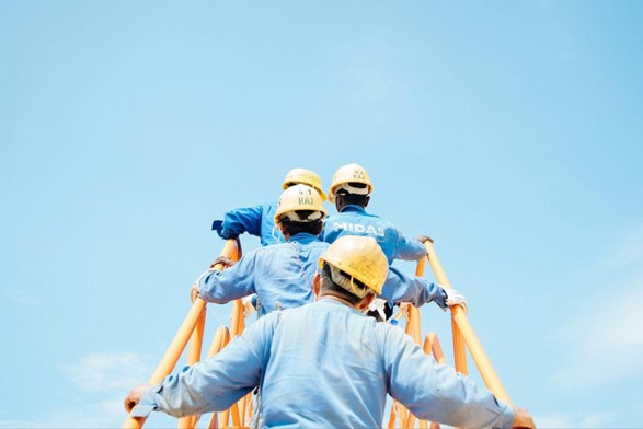 construction works on a staircase