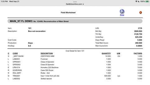 Field Worksheet