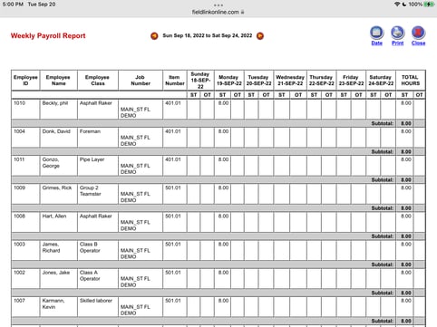 Weekly Payroll Report