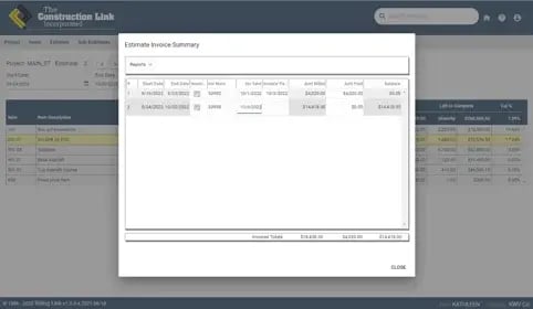 Estimate Invoice Summary