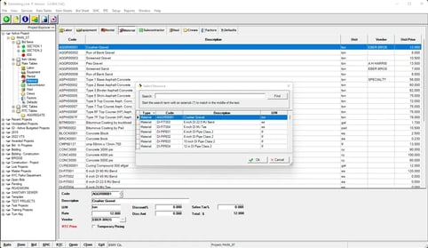 Rate Table with Search