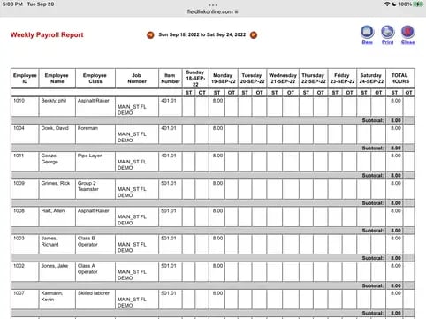 Weekly Payroll Report