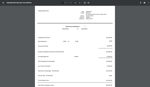 Total Due as of Estimate #2