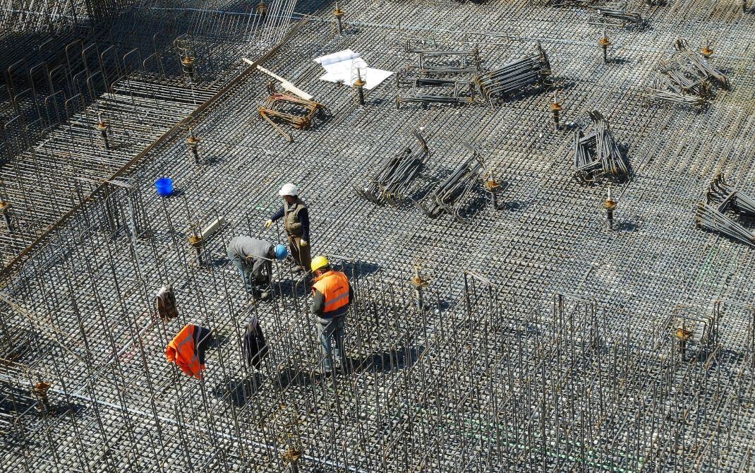 laying foundation bars for construction site