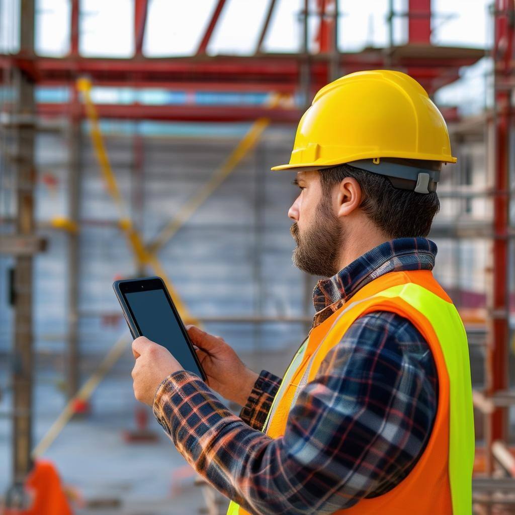 using technology on construction site